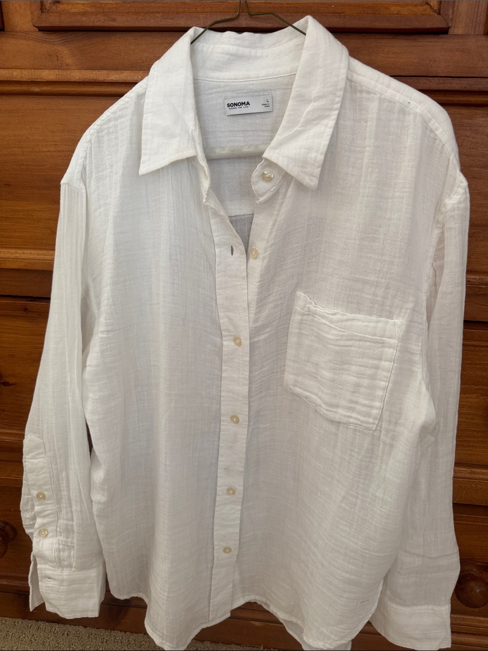 Sonoma Men's White Lightweight Button-Down Shirt